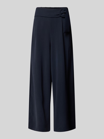 Productfoto, Wide Fit Stoffhose mit Bundfalten van Zero voor dames, donkerblauw, verkorte pasvorm, siergesp, deel-elastische taille, gladde stof, bundwijdte maat 36: 34 cm, binnenbeenlengte maat 36: 61 cm