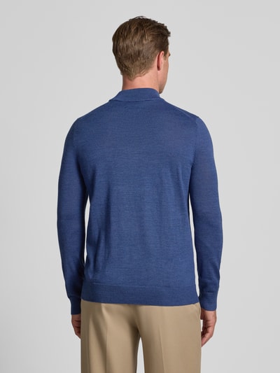 Christian Berg Men Gebreide pullover van een mix van merinowol met opstaande kraag Jeansblauw gemêleerd - 5