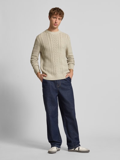 Jack & Jones Strickpullover mit gerippten Abschlüssen Modell 'PAUL' Offwhite Melange 1