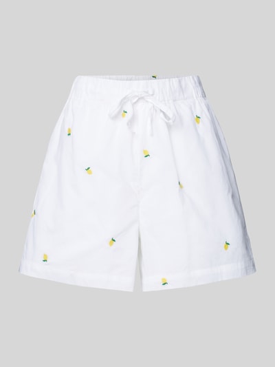 Only Relaxed Fit Shorts aus reiner Baumwolle mit Stickereien Modell 'GRACE' Weiss 2