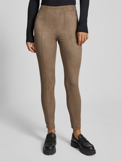 Only Slim Fit Leggings in Velours-Optik Modell 'ANGALI LIFE' Taupe 3