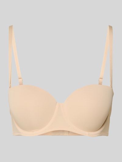 Produktfoto, Regular Fit BH in Balcony-Optik von DORINA aus Elastischer-Material-Mix in Beige mit Abnehmbare und Verstellbare Spaghettiträger, Hakenverschluss.