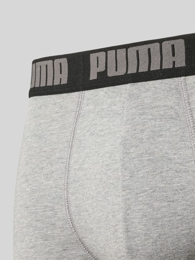 Produktfoto, graue Baumwollstruktur mit elastischem schwarzen Bund, Slim Fit Boxershorts aus Baumwoll-Mix im 2er-Pack Modell 'EVERDAY' von PUMA, Herren Boxershorts von PUMA