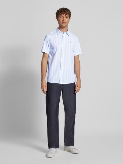 Tommy Jeans Regular fit vrijetijdsoverhemd van een mix van katoen en linnen
 Lichtblauw - 1