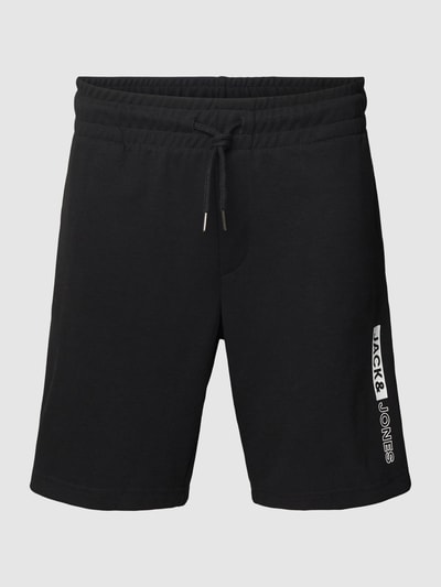 JACK & JONES Szorty z dzianiny dresowej z nadrukiem z logo Czarny 2