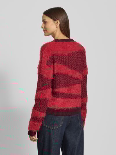 Vero Moda Regular fit gebreide pullover met structuurmotief, model 'CALLIE' Bordeaux - 5