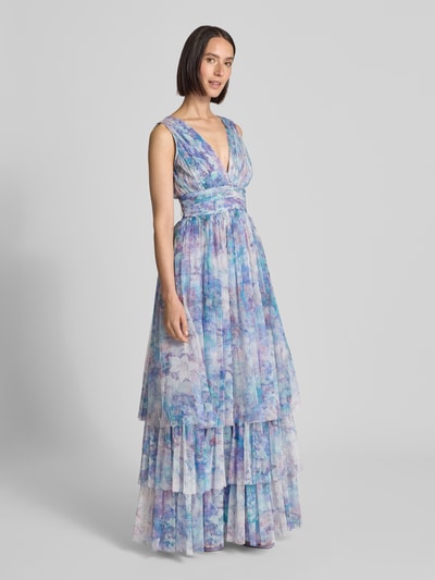 LACE & BEADS Cocktailkleid im Stufen-Look Blau 1