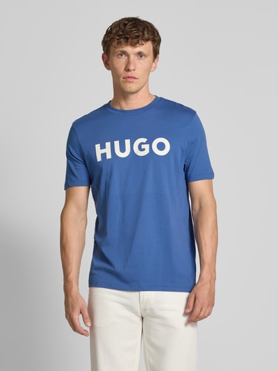 HUGO T-Shirt mit Label-Print Modell 'DULIVIO' Rauchblau 4