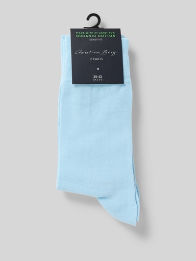 Produktfoto, Socken mit geripptem Abschluss im 2er-Pack von Christian Berg Men, jasnoniebieskie, mieszanka bawełny z dodatkiem streczu, dopasowany krój, prążkowane wykończenie, nadruk z logo, zestaw 2 szt.