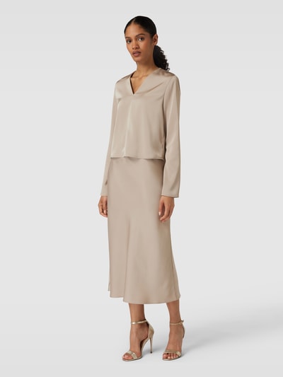 Calvin Klein Womenswear Blouse van satijn met V-hals Taupe - 1