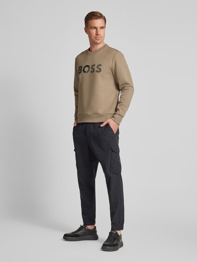 BOSS Green Sweatshirt mit Label-Print Beige 1