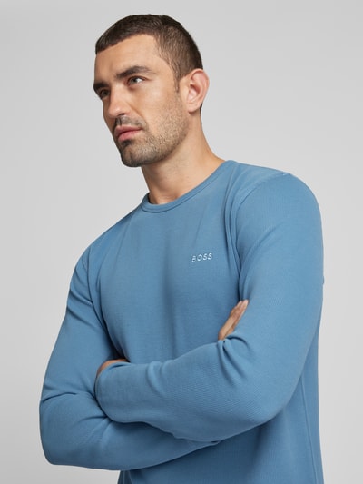 BOSS Orange Longsleeve mit Label-Stitching Modell 'Tempesto' Rauchblau 3