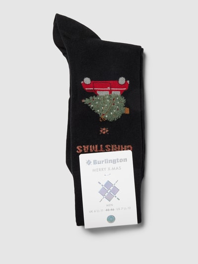 Burlington Socken mit Motiv-Stitching Modell 'X-Mas Car' Black 3