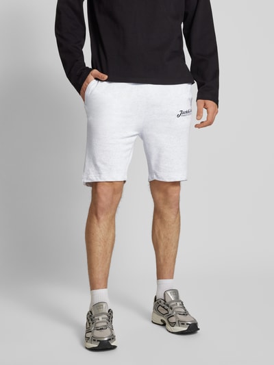 Jack & Jones Slim Fit Sweatpants mit Label-Print Modell 'GORDON' Hellgrau Melange 4