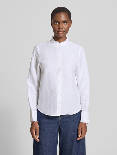 GANT Regular Fit Bluse aus Leinen-Baumwoll-Mix mit Stehkragen Weiss 4