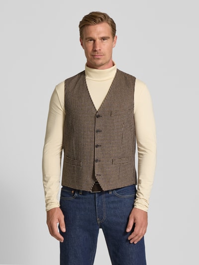 CG - Club of Gents Gilet met paspelzak op de borst, model 'Morley' Lichtbruin - 4