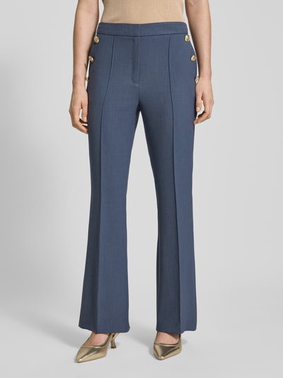 s.Oliver BLACK LABEL Regular fit pantalon met viscose, hoge taille en decoratieve knopen Blauw - 4