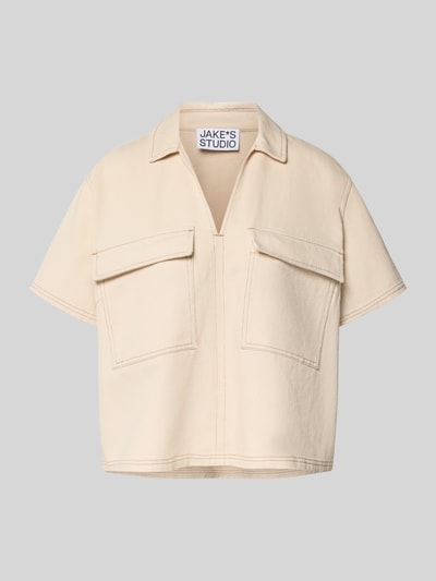 JAKE*S STUDIO WOMAN Relaxed fit jeansblouse met klepzakken op de borst Offwhite - 2