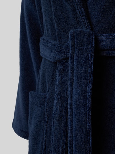 Produktfoto, Regular Fit Bademantel mit Logo-Stitching von Polo Ralph Lauren Underwear aus reiner Baumwolle in Dunkelblau, strukturierte Frottee-Textur