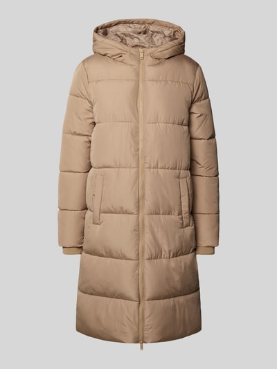 Pieces Regular fit gewatteerde lange jas met storm cuffs, model 'BEE' Camel gemêleerd - 2