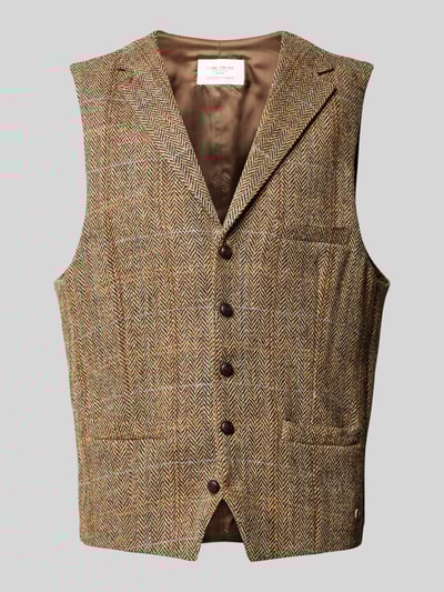 Carl Gross Harris Tweed gilet van scheerwol, model 'Warner' Lichtbruin - 2