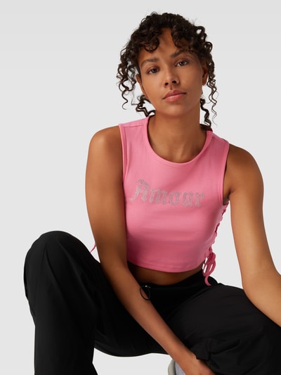 Only Crop Top mit Strasssteinbesatz Modell 'TELMA' Pink 3