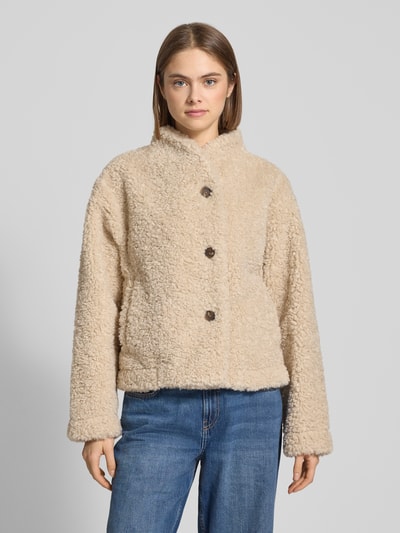 Gina Tricot Jacke aus Teddyfell mit Stehkragen Modell 'Pile' Ecru 4