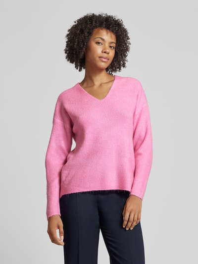 Vero Moda Regular fit gebreide pullover met V-hals, model 'CREWLEFILE' Felroze - 4