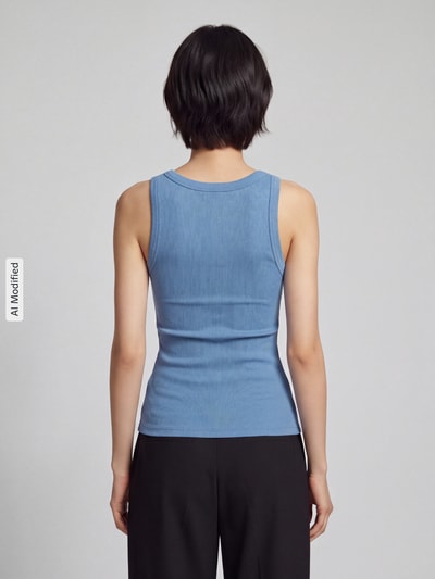 HUGO Top z wyhaftowanym logo model 'Datamia' Jasnoniebieski 5