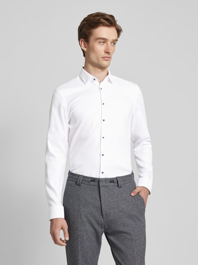 Jake*s Super Slim Fit Business-Hemd aus Two Ply mit Kentkragen Weiss 4