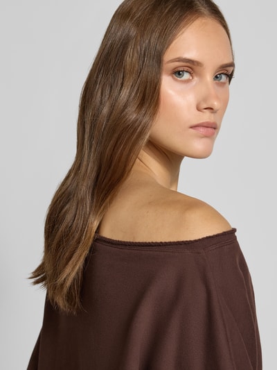 REVIEW relaxed fit sweatshirt met viscose Donkerbruin - 3