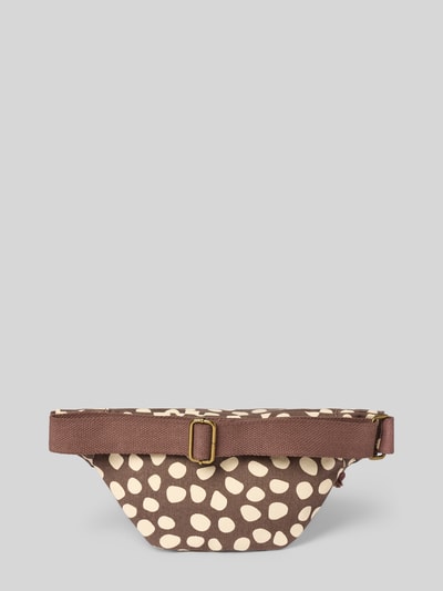 Productfoto, Bauchtasche met label-detail model 'Juno Bumbag' van Barts, katoen, bruin met beige stippen, ritsvak, afmetingen 37x17x7 cm, schouderriem 95 cm