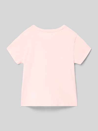 Produktfoto, T-shirt met Labelstitching en pailletten van Guess, lichtroze, Mix van katoen en elastaan, regular fit, ronde hals, ruglengte bij maat 140: 41 cm
