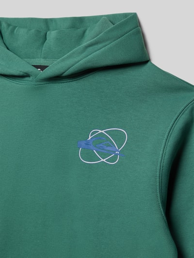 Productfoto, Oversized Hoodie met Logo-Print Model 'Salt Water' van Quiksilver voor kinderen, katoenmix, groene kleur, motiefprint, kangoeroezak, elastische boorden