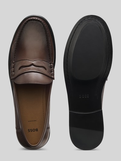 BOSS loafers van echt leer Donkerbruin - 5