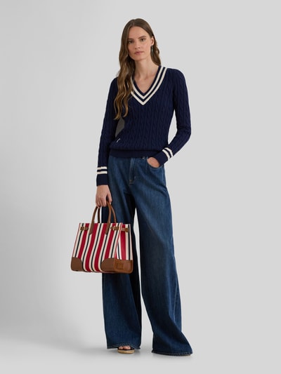 Lauren Ralph Lauren Sweter z dzianiny o kroju slim fit z czystej bawełny Granatowy 1
