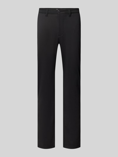 Produktfoto, Chino mit Gesäßtaschen von REVIEW, Herren Chino in Schwarz, Slim Fit, Material-Mix mit Stretch-Anteil, Vorderansicht