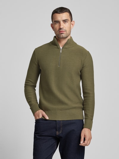 SELECTED HOMME Strickpullover mit gerippten Abschlüssen Modell 'AXEL' Oliv 4