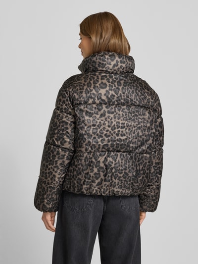 Jake*s Casual Gewatteerd jack in dierenlook met opstaande kraag Donkerbruin - 5