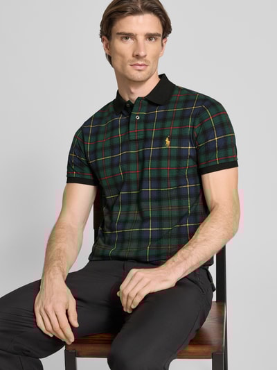 Polo Ralph Lauren Custom Slim Fit Poloshirt mit Label-Stitching Dunkelgruen 3