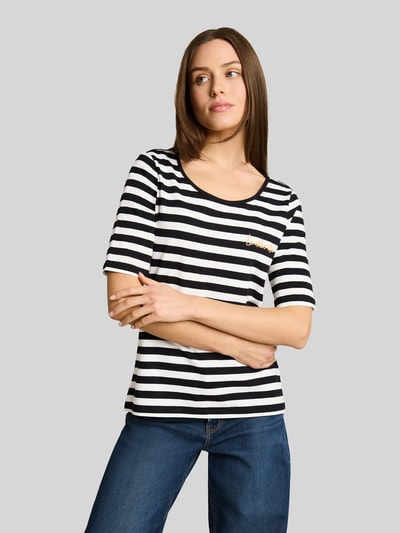 Tom Tailor Regular Fit T-Shirt aus Baumwoll-Mix mit Stickerei Black 4