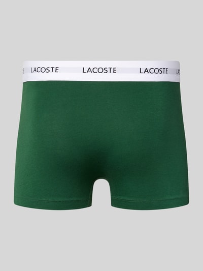 Produktfoto, Trunk aus Baumwoll-Mix im 3er-Pack von Lacoste aus glattem grünen Stoff mit weißem Logo-Bund, Herren Pant & Trunk von Lacoste.