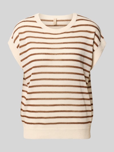 Produktfoto, Strickshirt mit Rundhalsausschnitt Modell 'LUANNA' von Soyaconcept im Allover-Look, Material-Mix mit Leinen-Anteil, Regular-Fit.