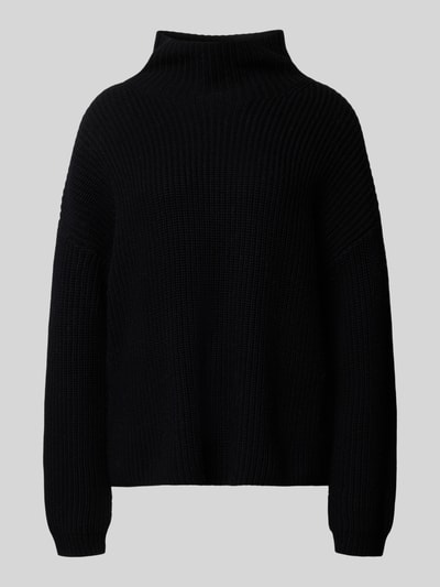 0039 Italy Loose fit gebreide pullover van een mix van kasjmier en wol, model 'LONA' Zwart - 2