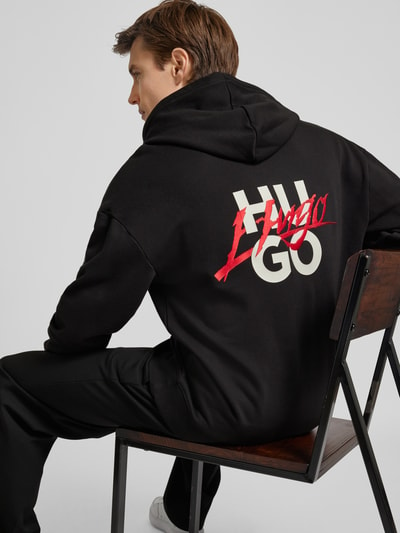 HUGO Hoodie met labelstitching, model 'Dlogolong' Zwart - 3