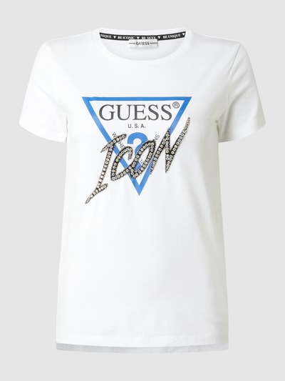 Guess T-Shirt mit Strasssteinen Weiss 1