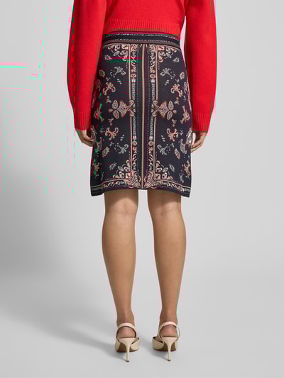 Marc Cain Spódnica o długości do kolan z dzianiny ze wzorem na całej powierzchni Granatowy 5