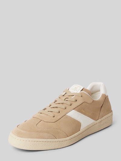 Marc O'Polo Low Top Sneaker aus edlem Velours-Rindsleder mit Glattleder-Details Sand 1