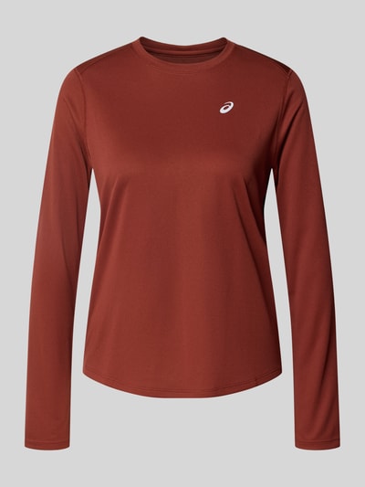 Produktfoto, Regular Fit Longsleeve mit Logo-Print Modell 'CORE LS' von ASICS, Damen Longsleeve aus Kaschmir in Rostrot, glatte Textur, Rundhalsausschnitt, langärmlig, schlichtes Design.