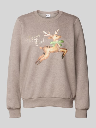 G&C Sweatshirt mit Motiv-Print Taupe Melange 2